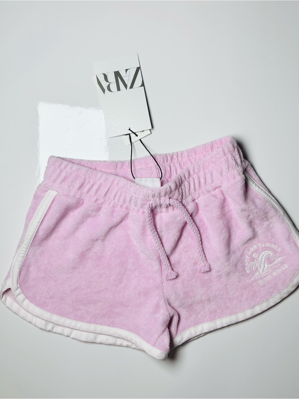 NWT Zara Kids Pink Terry Cloth Retro Summer Running Beach Shorts 6 Years